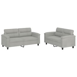 vidaXL Ensemble de canap&eacute;s 2 pcs coussins gris clair tissu microfibre