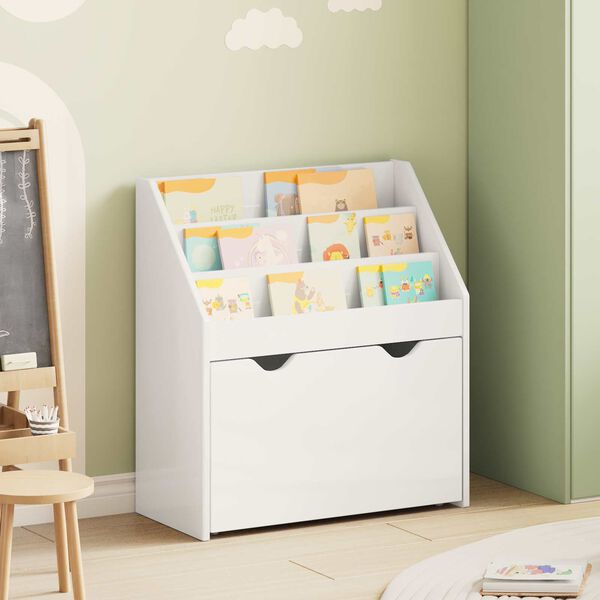 vidaXL Biblioth&egrave;que pour enfants Blanc brillant 60 x 29,5 x 69 cm