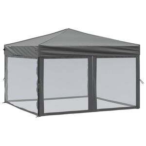 vidaXL Tente de r&eacute;ception pliable avec parois Anthracite 3x3 m