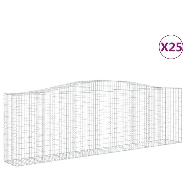 vidaXL Paniers à gabions arqués 25 pcs 400x50x120/140 cm Fer galvanisé