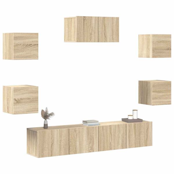 vidaXL Ensemble de meubles TV 7 pcs Ch&ecirc;ne sonoma Bois d'ing&eacute;nierie