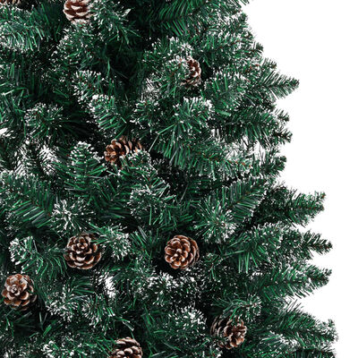 vidaXL Sapin de Noël LED et bois véritable et neige blanche Vert 210cm