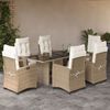 vidaXL Ensemble &agrave; manger de jardin et coussins 7 pcs beige poly rotin