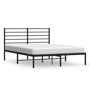 vidaXL Cadre de lit m&eacute;tal sans matelas avec t&ecirc;te de lit noir 120x190cm