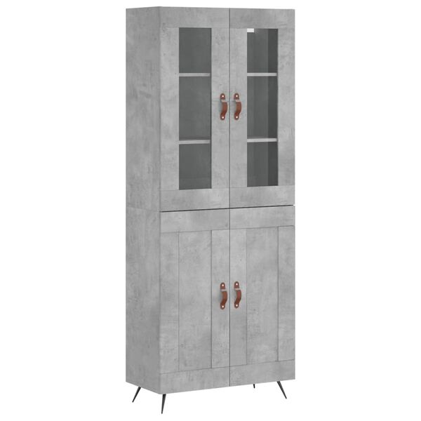 vidaXL Buffet haut Gris b&eacute;ton 69,5x34x180 cm Bois d'ing&eacute;nierie