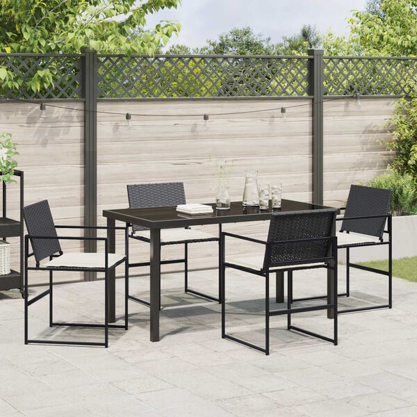 vidaXL Ensemble de salle &agrave; manger pour jardin 5 pcs Noir
