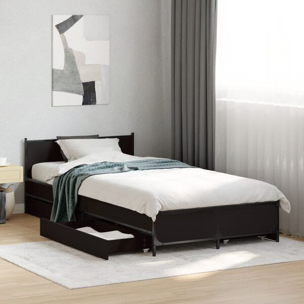 vidaXL Cadre de lit avec tiroirs sans matelas noir 75x190 cm
