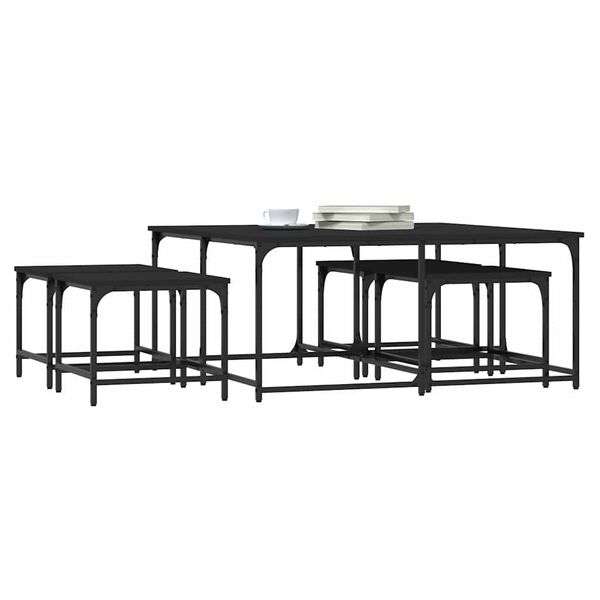 vidaXL Tables basses gigognes 5 pcs noir bois d'ing&eacute;nierie