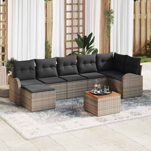 vidaXL Ensemble de canap&eacute; de jardin 8 pcs Gris