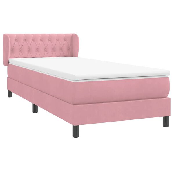 vidaXL Sommier &agrave; lattes de lit avec matelas rose 90x220 cm velours