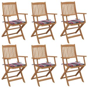 vidaXL Chaises pliables de jardin lot de 6 avec coussins Bois d'acacia