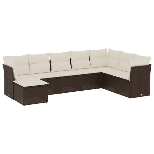 vidaXL Salon de jardin 8 pcs avec coussins marron r&eacute;sine tress&eacute;e