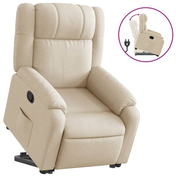vidaXL Fauteuil inclinable Cr&egrave;me Tissu