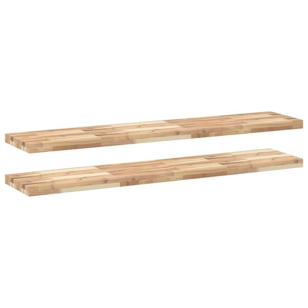 vidaXL &Eacute;tag&egrave;res flottantes 2 pcs 120x30x4 cm acacia massif non trait&eacute;