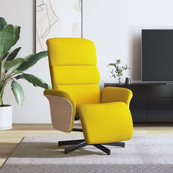 vidaXL Fauteuil inclinable avec repose-pieds jaune clair tissu