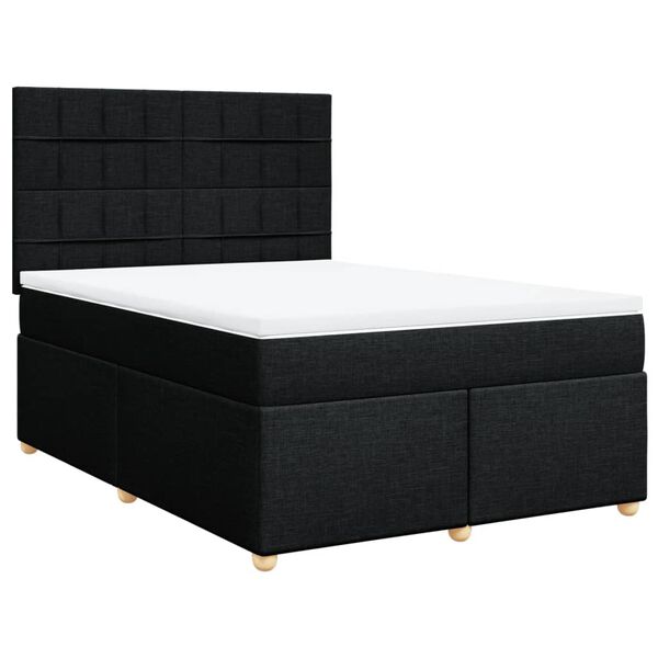 vidaXL Sommier &agrave; lattes de lit avec matelas Noir 140x200 cm Tissu