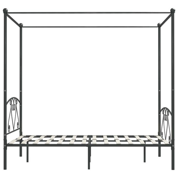 vidaXL Cadre de lit à baldaquin sans matelas gris métal 140x200 cm