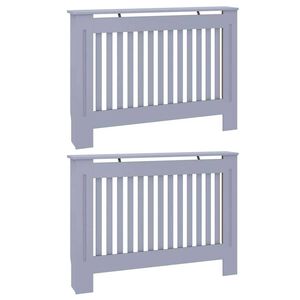 vidaXL Cache-Radiateur 2 pcs Gris 112 x 19 x 81,5 cm Bois d'ingénierie