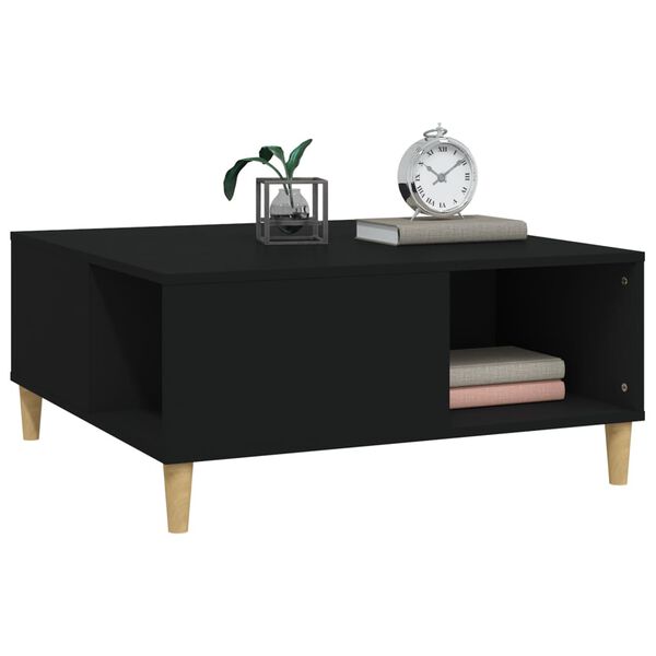 vidaXL Table basse noir 80x80x36,5 cm bois d'ingénierie