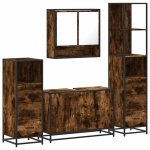 vidaXL Ensemble meubles salle de bain 4 pcs ch&ecirc;ne fum&eacute; bois ing&eacute;nierie