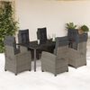 vidaXL Ensemble &agrave; manger de jardin et coussins 7 pcs gris rotin