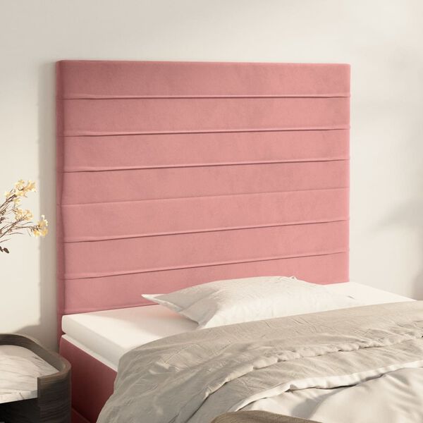 vidaXL Tête de lit Rose 80x5x118/128 cm Velours
