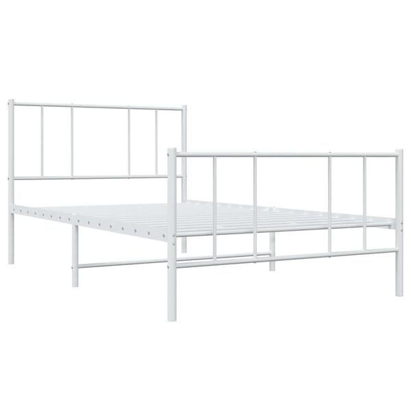 vidaXL Cadre de lit m&eacute;tal sans matelas avec pied de lit blanc 80x200cm