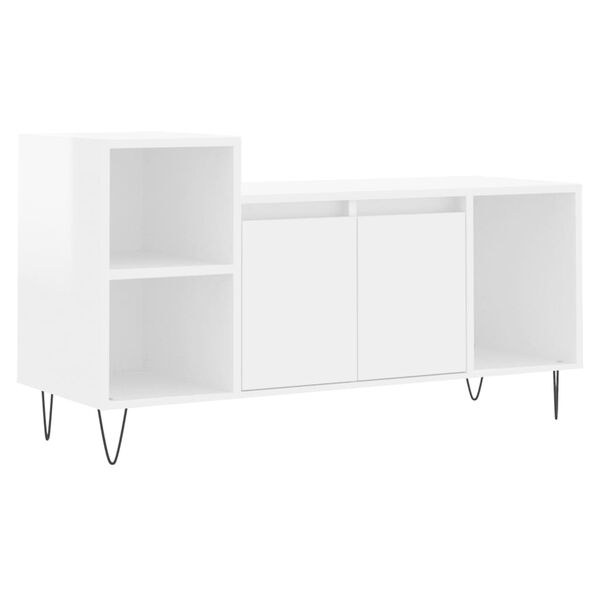 vidaXL Meuble TV Blanc brillant 100x35x55 cm Bois d'ing&eacute;nierie