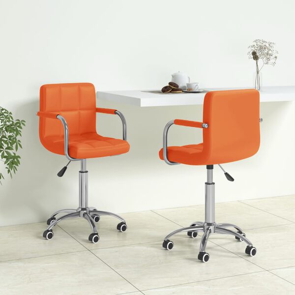 vidaXL Chaises &agrave; manger pivotantes lot de 2 orange similicuir