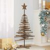 vidaXL Sapin de Noël avec support Marron 120 cm Bois de teck solide