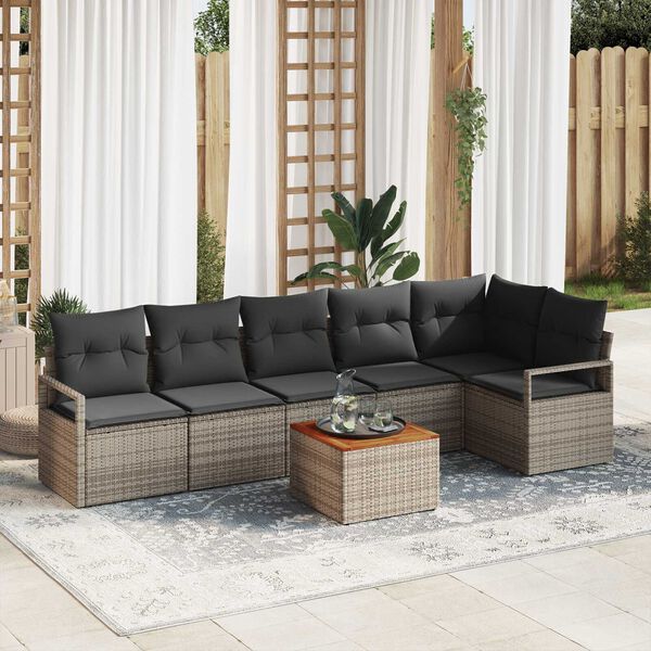 vidaXL Ensemble de canapé de jardin 7 pcs Gris