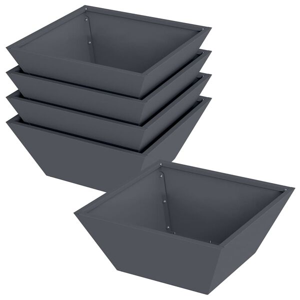 vidaXL Cache-pot de jardin 5 pcs Anthracite 40 x 40 x 15 cm