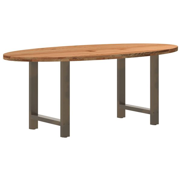 vidaXL Table à manger marron clair bois de chêne massif ovale