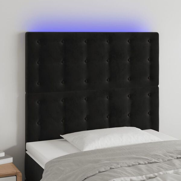 vidaXL T&ecirc;te de lit &agrave; LED Noir 100x5x118/128 cm Velours