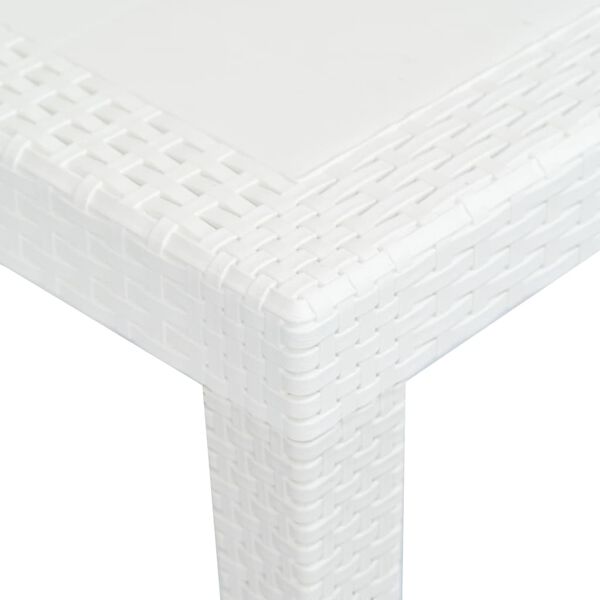 vidaXL Table de jardin Blanc 220x90x72 cm Plastique Aspect de rotin