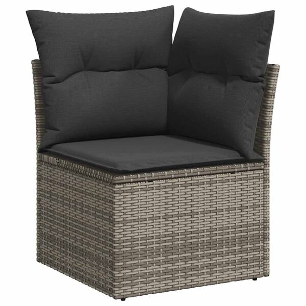 vidaXL Salon de jardin avec coussins 7 pcs gris r&eacute;sine tress&eacute;e