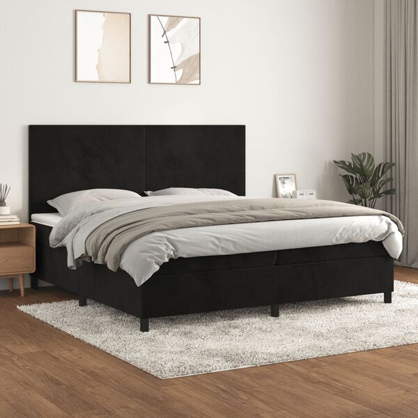 vidaXL Sommier &agrave; lattes de lit et matelas Noir 200x200 cm Velours