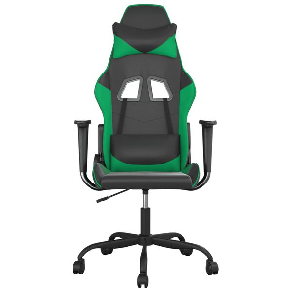 vidaXL Chaise de jeu de massage Noir et vert Similicuir