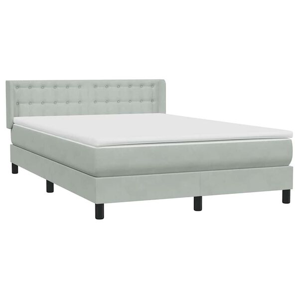 vidaXL Sommier &agrave; lattes de lit et matelas gris clair 140x210cm velours