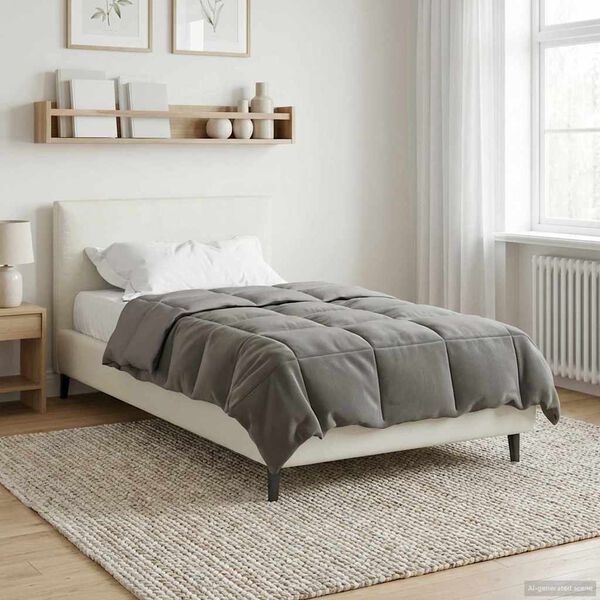 vidaXL Duvet d'&eacute;t&eacute; simple Matelass&eacute; Gris clair 155 x 220 cm Microfibre