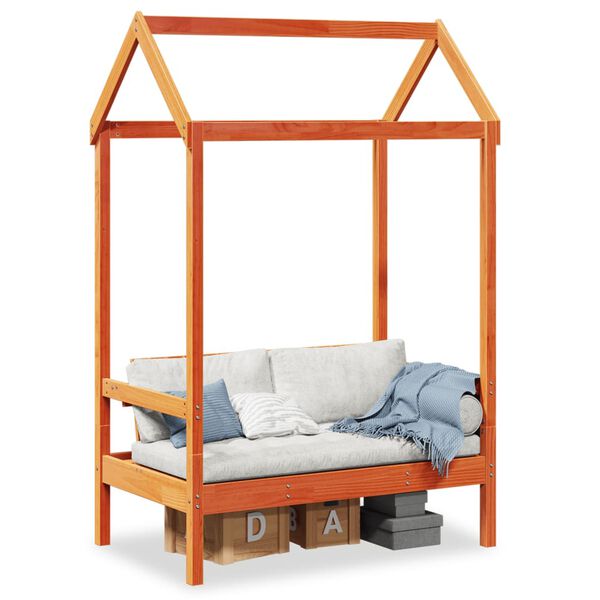 vidaXL Banc avec toit cire marron 117,5x70x176,5 cm bois de pin massif