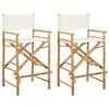 vidaXL Chaise de directeur pliante 2 pcs Naturel Bambou