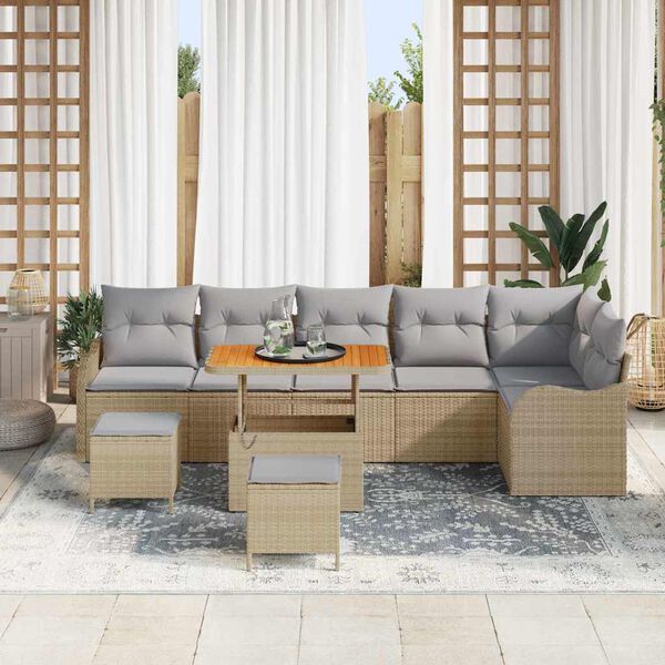 vidaXL Ensemble de canap&eacute; de jardin 9 pcs Beige et Gris clair