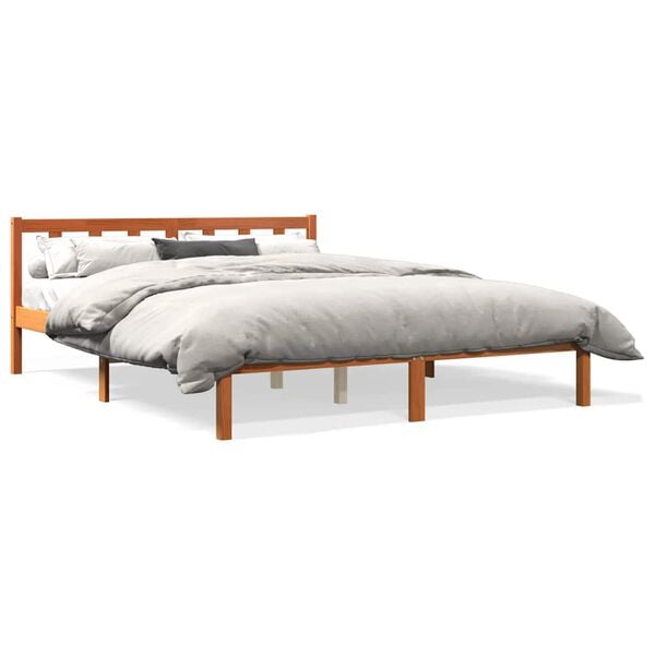 vidaXL Cadre de lit sans matelas cire marron 160x200cm bois pin massif