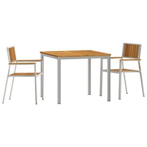vidaXL Ensemble de repas ext&eacute;rieur 3 pcs Marron Bois d'Acacia Massif