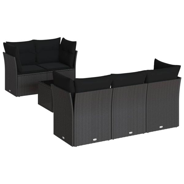 vidaXL Salon de jardin 6 pcs avec coussins noir r&eacute;sine tress&eacute;e
