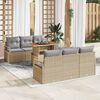 vidaXL Ensemble de canap&eacute; de jardin 7 pcs Beige Poly rotin