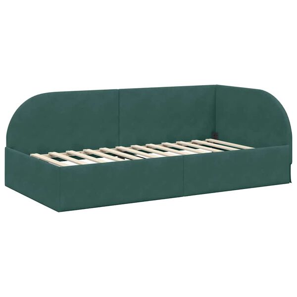 vidaXL Cadre de lit d'angle Vert foncé 80 cm x 200 cm tissu