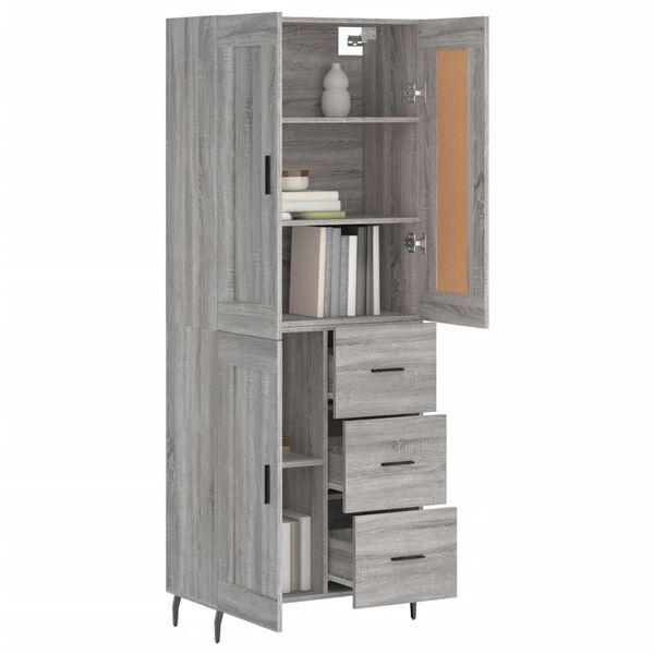 vidaXL Buffet haut Sonoma gris 69,5x34x180 cm Bois d'ing&eacute;nierie