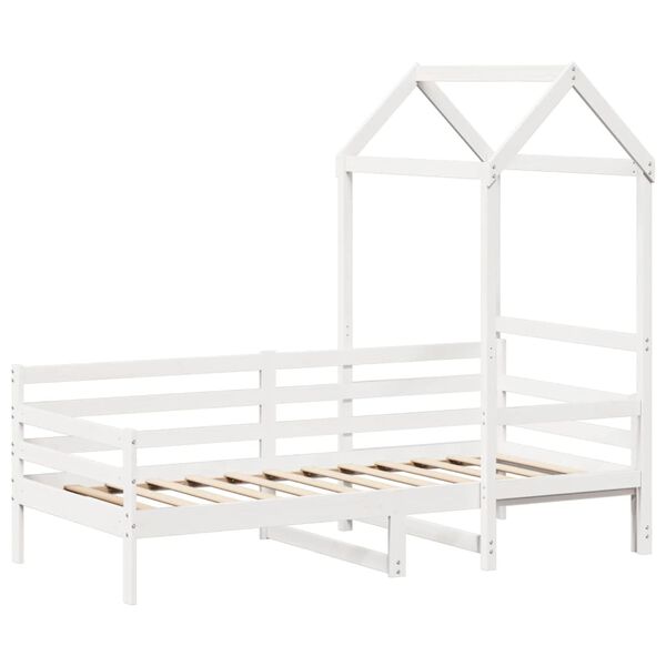 vidaXL Lit de jour avec toit sans matelas blanc 90x200 cm bois massif